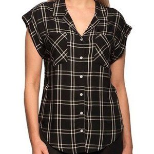 Jachs Girlfriend Black Plaid Button Down Shirt.